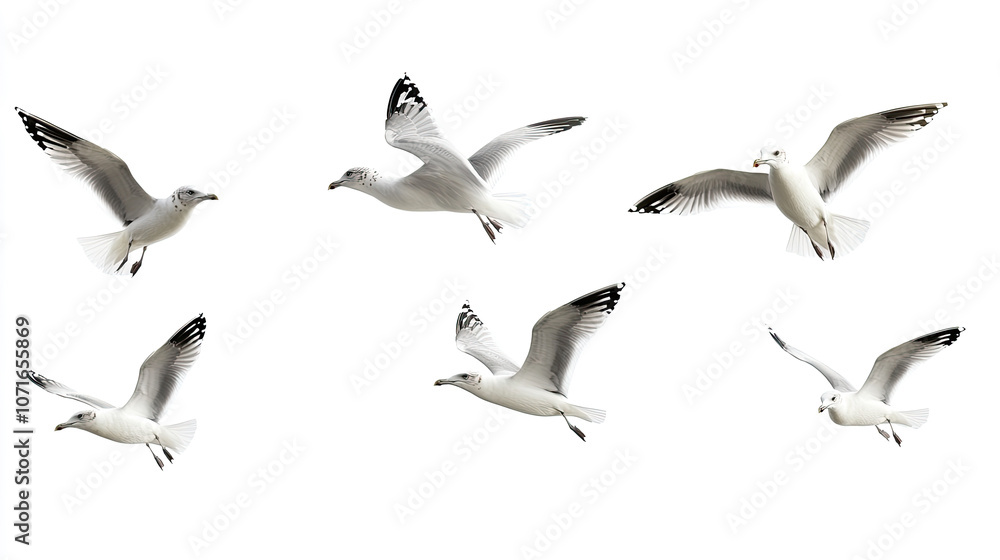 Fototapeta premium A group of doves flying in the sky isolated on transparent or white background