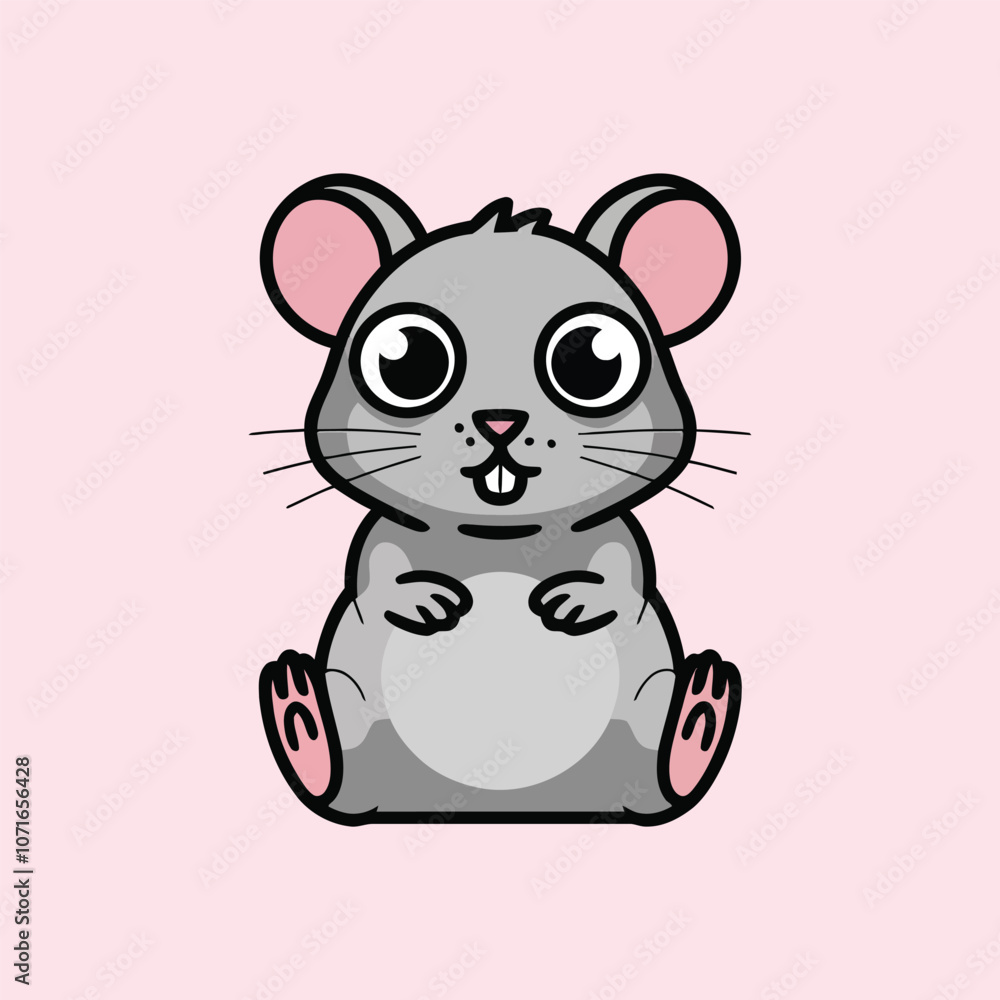 Fototapeta premium Cute Rat Vector, Rat Illustration, Rat Logo, Cute Mouse Vector