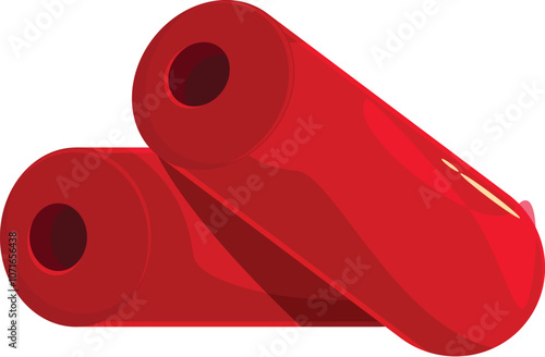 Two bright red licorice candy sticks are slightly overlapping, creating a visually appealing arrangement