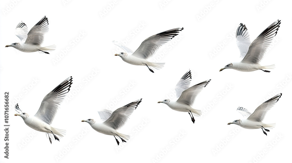 Fototapeta premium A group of doves flying in the sky isolated on transparent or white background