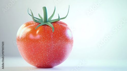 Wallpaper Mural A single ripe red tomato with a green stem sits ready for cooking, isolated against a bright white background perfect for food advertising. Torontodigital.ca