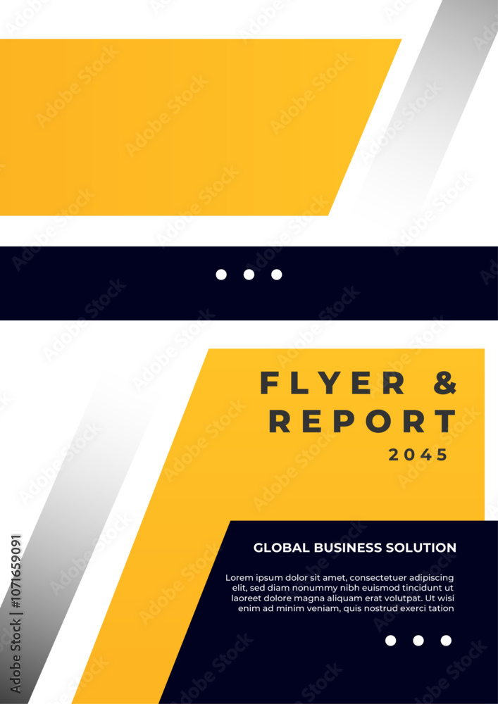 Abstract Business Report Cover Design with Geometric Shapes. Modern abstract business report cover featuring geometric shapes. Ideal for corporate presentations, brochures, or annual reports.