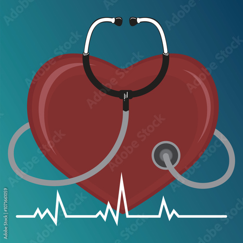 Heart medical stethoscope illustration vector