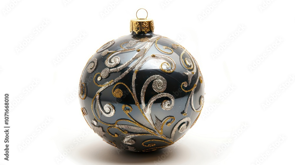 Christmas tree ornament with gold accents, isolated on white Christmas tree ornament with gold accents, isolated on white