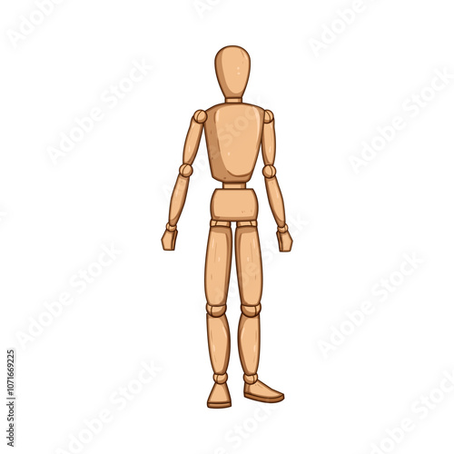 figurine wood man model cartoon. whittling handmade, statue miniature, decor hobby figurine wood man model sign. isolated symbol vector illustration