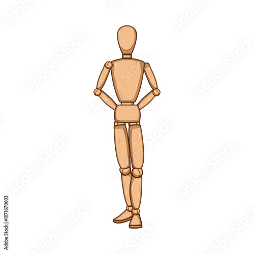 artisan wood man model cartoon. craftsship figurine, whittling handmade, statue miniature artisan wood man model sign. isolated symbol vector illustration