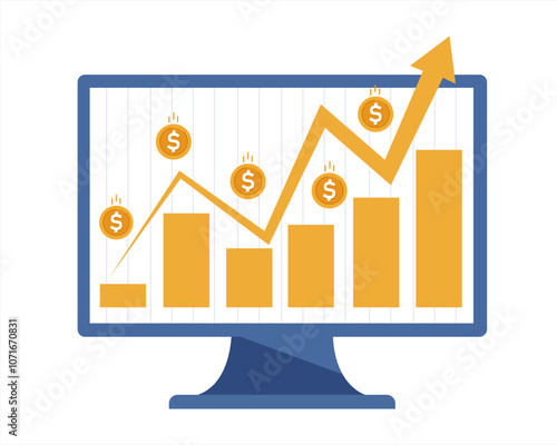 stock market growth chart in laptop screen investing business and banking management
