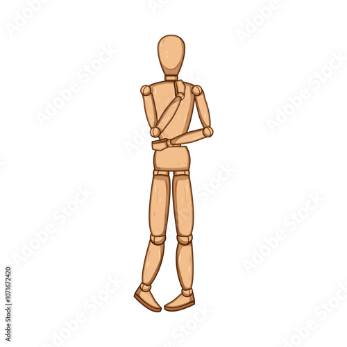 handmade wood man model cartoon. statue miniature, decor hobby, craft creation handmade wood man model sign. isolated symbol vector illustration