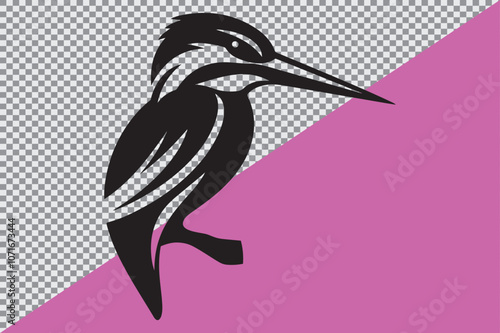 A black silhouette of an Kingfisher photo