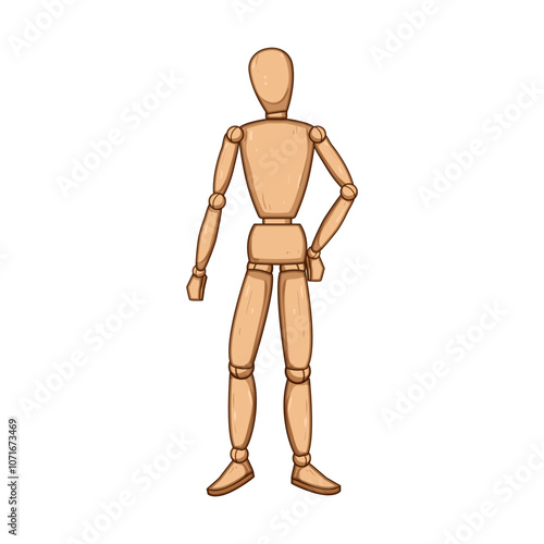 miniature wood man model cartoon. decor hobby, craft creation, detail finish miniature wood man model sign. isolated symbol vector illustration