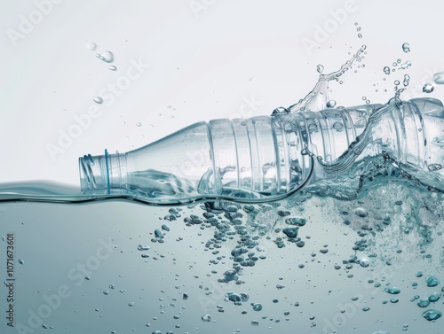 Wallpaper Mural studio shot realistic photography, wide shot of plastic water bottle are place on clear water Torontodigital.ca