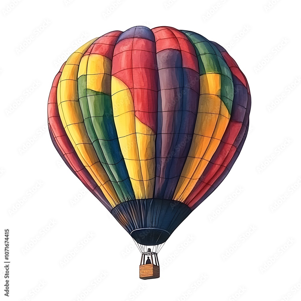 Fototapeta premium Colorful Hot Air Balloon Watercolor Illustration.