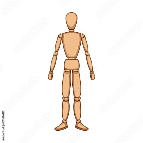 decor wood man model cartoon. hobby craft, creation detail, finish texture decor wood man model sign. isolated symbol vector illustration