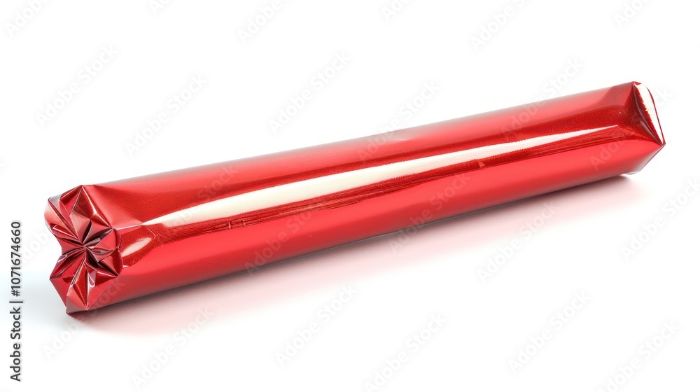 Festive red Christmas cracker, isolated on a white background Festive red Christmas cracker, isolated on a white background