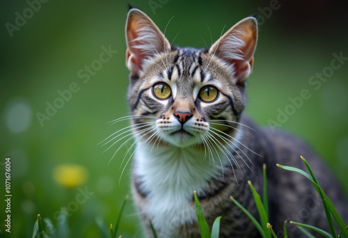 Portrait of a cat in a garden