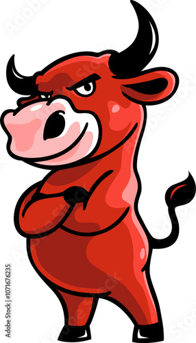 Cute Red Fighting Bull Mascot