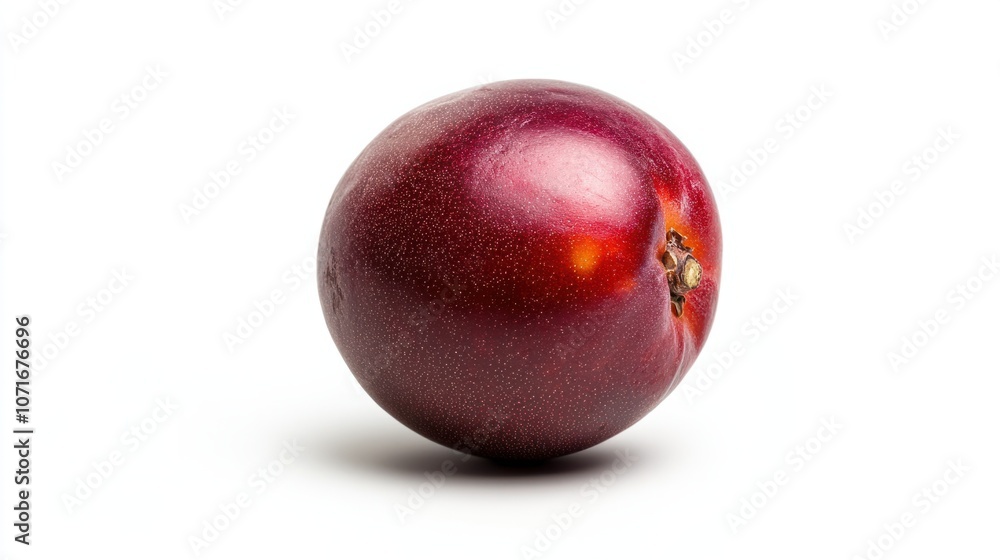 Single ripe nectarine with smooth skin, isolated on white, ideal for summer fruit themes Single ripe nectarine with smooth skin, isolated on white, ideal for summer fruit themes