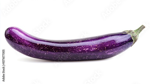 Wallpaper Mural Smooth purple eggplant with shiny skin, isolated on white, ideal for culinary themes Torontodigital.ca