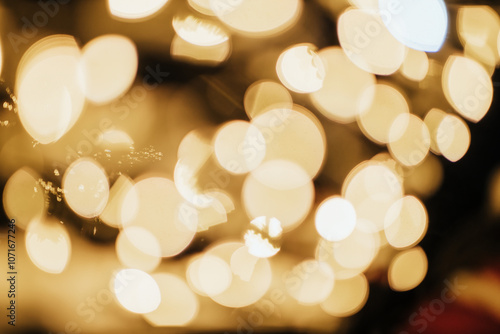 Fotografía Abstract Golden Bokeh Light Circles, Soft Focus