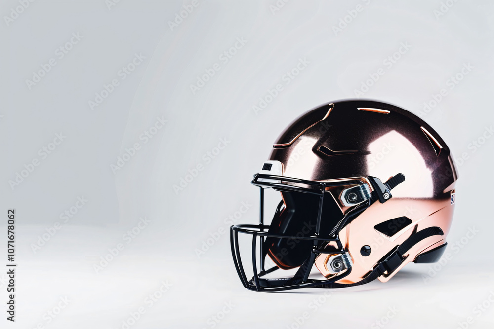 a metallic copper football helmet isolated on white a metallic copper football helmet isolated on white