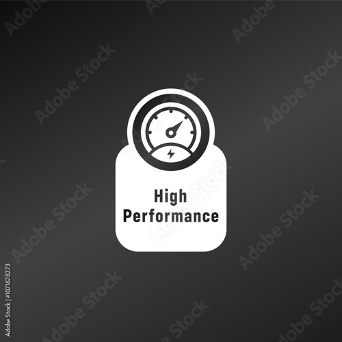 High performance label vector for product packaging design element. Best High performance label for product packaging design element. High performance icon for packaging design.