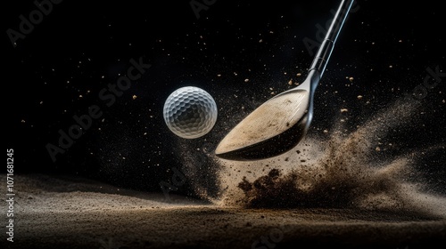 Obraz na płótnie Master the perfect swing how a golf club strikes a ball from the dirt and grass for ultimate performance w salonie