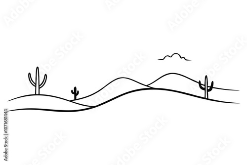 Single one line desert concept. Continuous line draw design graphic vector