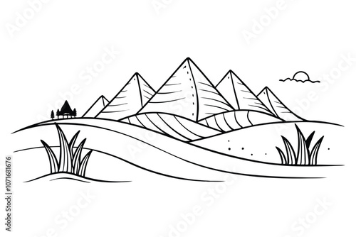 Single one line desert concept. Continuous line draw design graphic vector