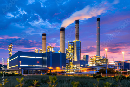 renewable power station showing solar field and storage infrastructure photo