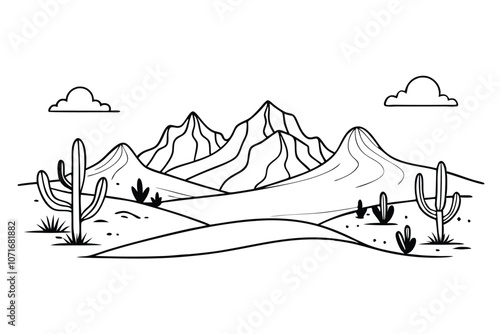 Single one line desert concept. Continuous line draw design graphic vector