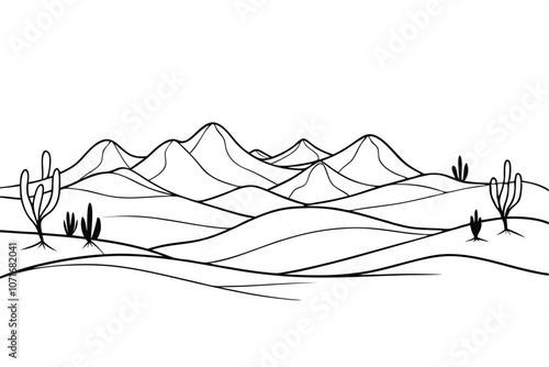 Single one line desert concept. Continuous line draw design graphic vector