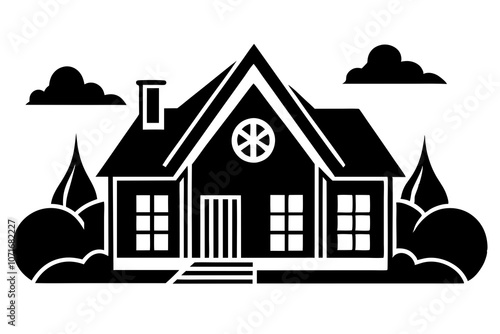 Black house silhouette vector illustration.