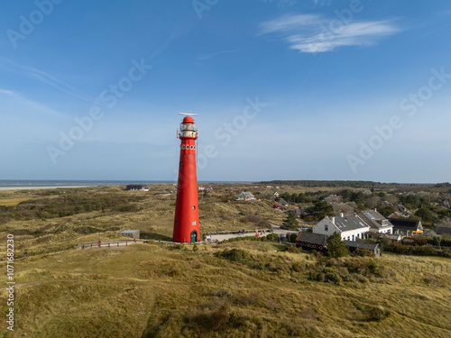 Lighthouse of wadden isle Schiermonnikoog in the Netherlands