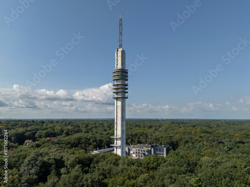 Broadcast TV tower in Hilversum, the Netherlands. Aerial view photo