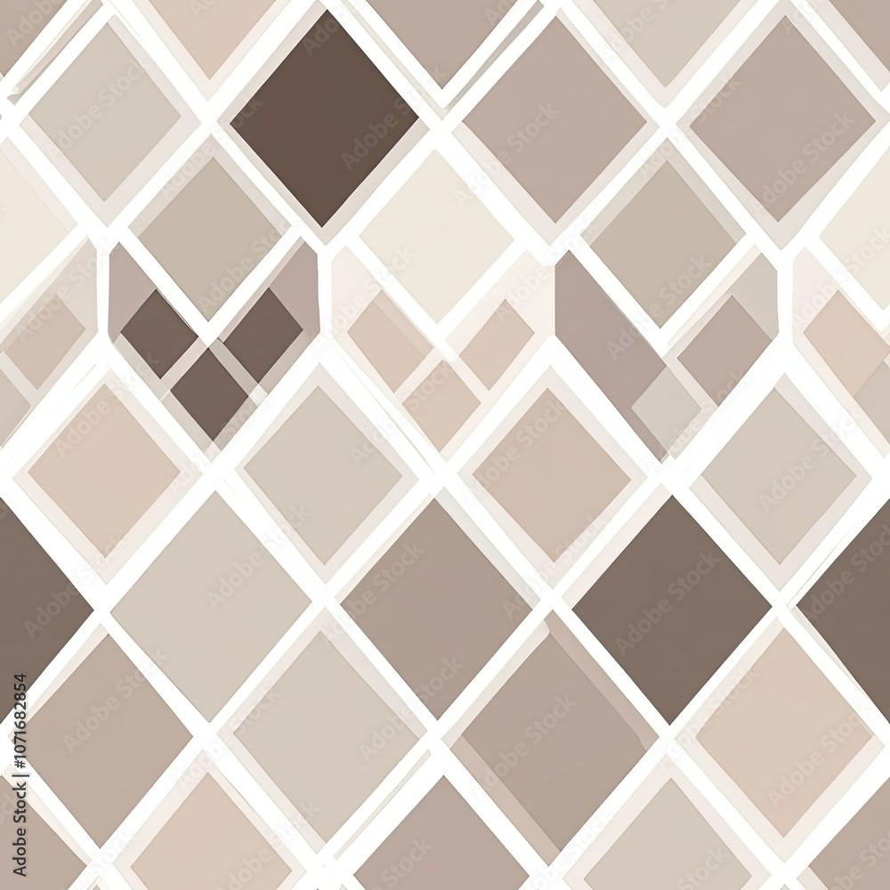 Fototapeta premium Abstract Geometric Pattern with Overlapping Beige and Brown Squares