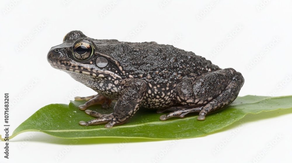 Fototapeta premium Frog Sitting on Leaf with Natural Lighting