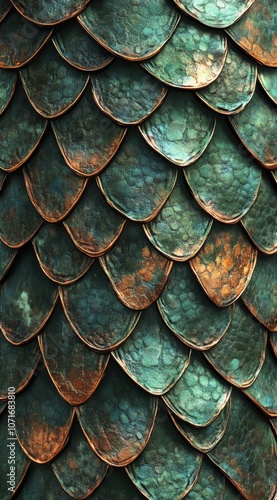 Wallpaper Mural Green and gold metallic dragon scales texture
 Torontodigital.ca