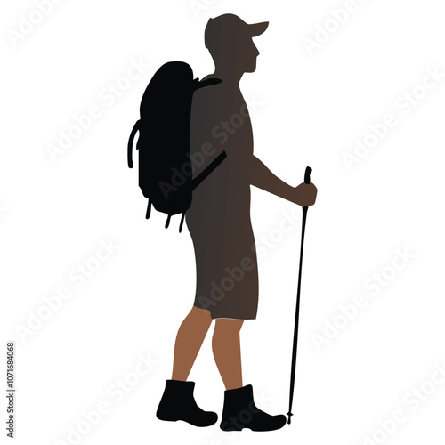 a hiker with backpack vector object