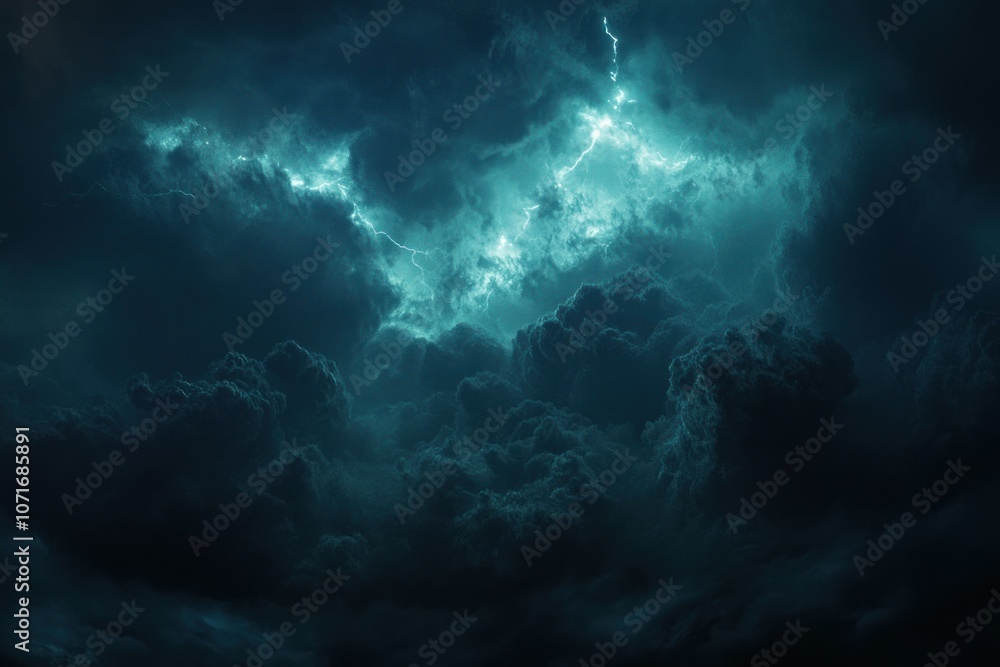 Obraz premium Dramatic Thunderstorm Clouds with Lightning Flashes