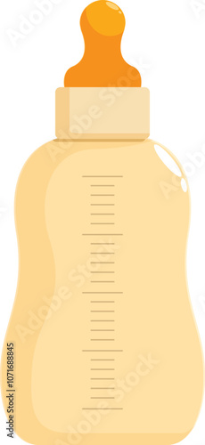Baby bottle with orange nipple and measurement marks, perfect for feeding formula or expressed breast milk