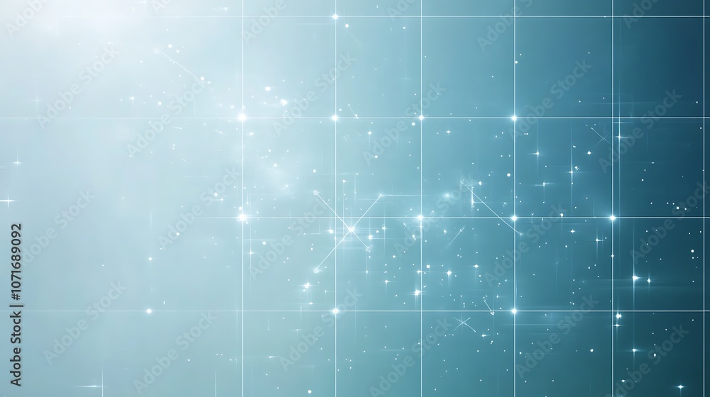 Fototapeta premium Clean, minimalistic technology background with a light blue grid and small light nodes, representing connectivity
