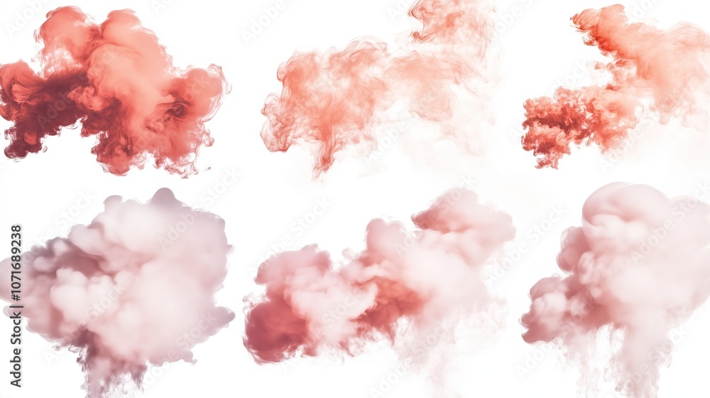 Fototapeta premium set of large smoke clouds in shadows large explosion with thick dust