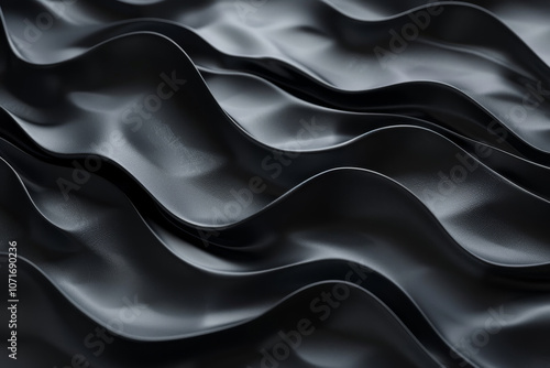 A black and white image of a wave with a shiny, metallic texture