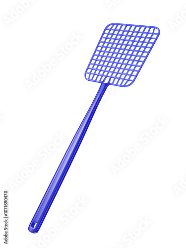Fotografija Blue plastic fly swatter on transparent background