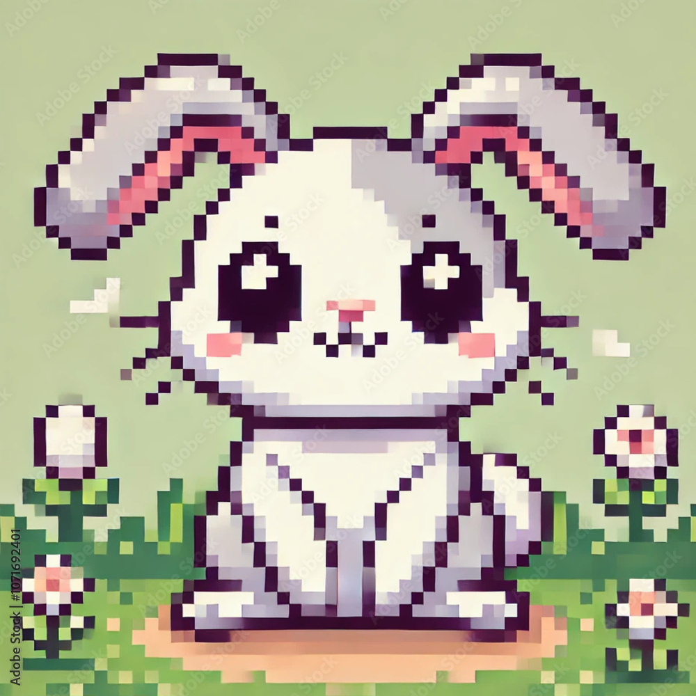 Obraz premium Pixel Art Bunny