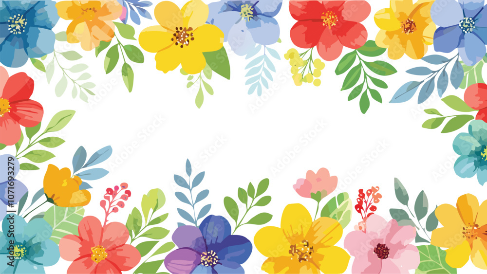 Obraz premium watercolor floral frame vector art 