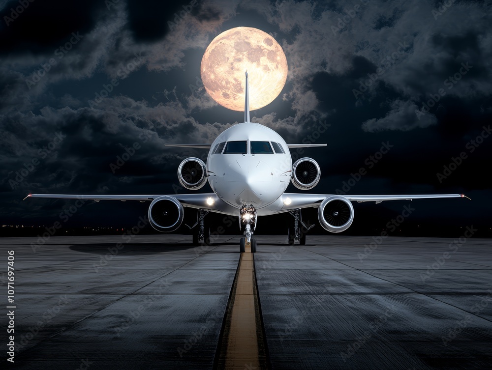 Fototapeta premium A large white airplane sitting on top of an airport tarmac
