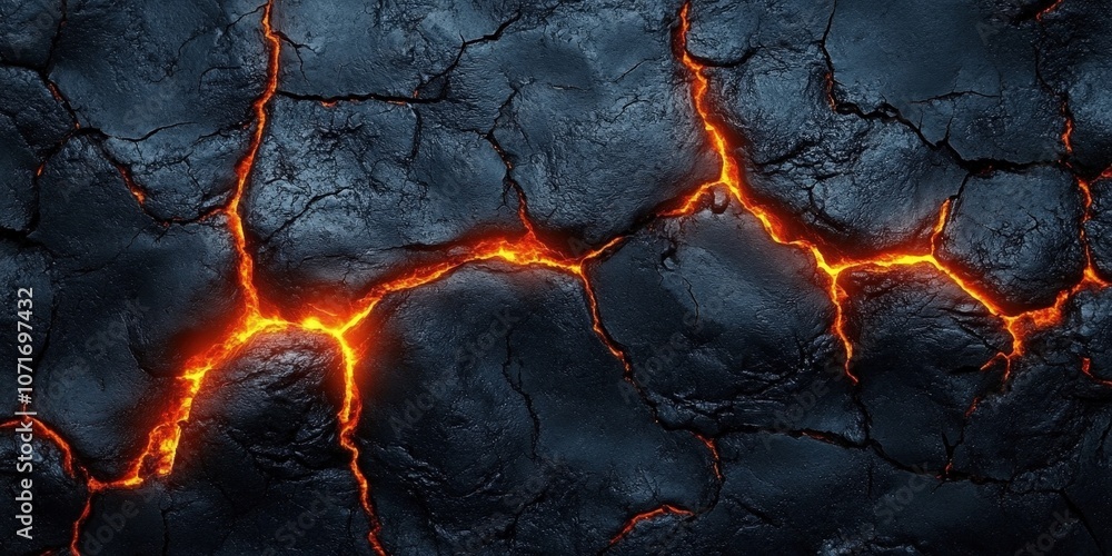 Dramatic Close-Up of Black Lava Rock with Glowing Orange Lava Cracks Creating an Intense Natural Background for Creative Projects and Illustrations Dramatic Close-Up of Black Lava Rock with Glowing Orange Lava Cracks Creating an Intense Natural Background for Creative Projects and Illustrations