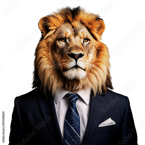 lion dressed up in a business suit with tie and white shirt ready to vote. Generative AI