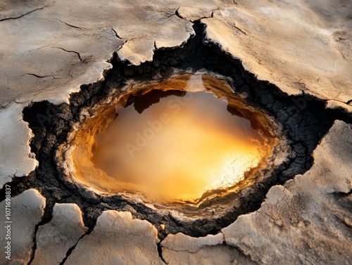 Wallpaper Mural A puddle of water in the middle of a dry, cracked ground Torontodigital.ca